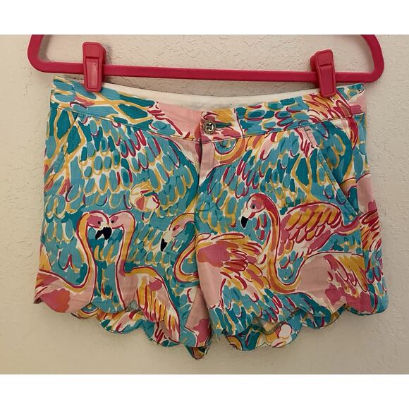 Lilly Pulitzer Buttercup Shorts In Peel and Eat Flamingos, size 2, NWOT - Picture 1 of 3